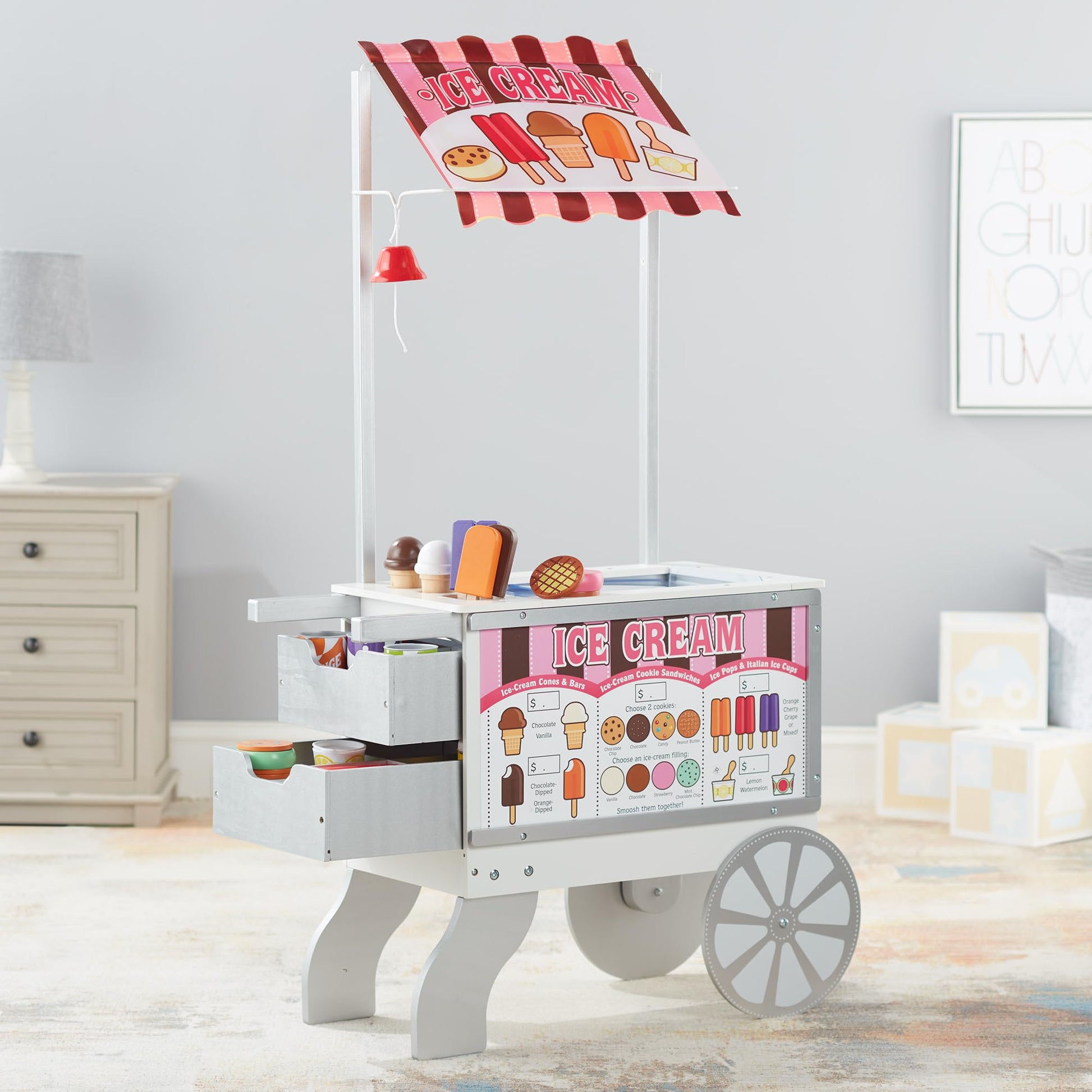 Buy now Melissa & Doug Snacks & Sweets Food Cart with Play Food, Wooden Toys & Kids Play Kitchen Accessories, Preschool Learning Toys for Girls & Boys 3+ at indiglob india