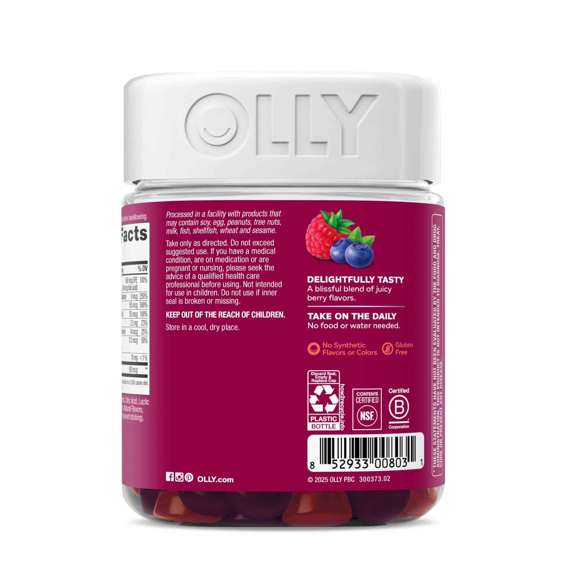 Buy now OLLY Women's Daily Multivitamin Gummy, Vitamins A, D, C, E, Biotin, Folic Acid, Adult Chewable Vitamin, Berry Flavor, 65 Day Supply - 130 Count at indiglob india