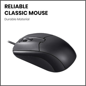 Perixx PERIMICE-209 3 Button USB Wired Mouse - Optical - 1000 DPI - 5.9 Ft Cable - Black