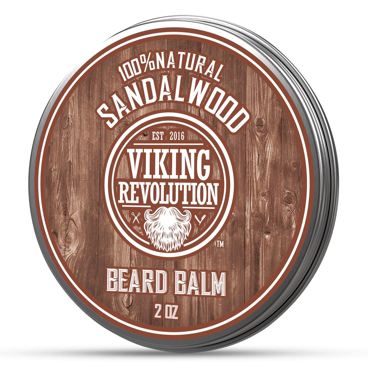 Viking Revolution Sandalwood Beard Balm - Beard Butter with Argan Oil, Beard Softener for Men with Jojoba Oil - Beard Moisturizer for Men with Beeswax - Beard Wax for Men (2oz, 1 Pack)