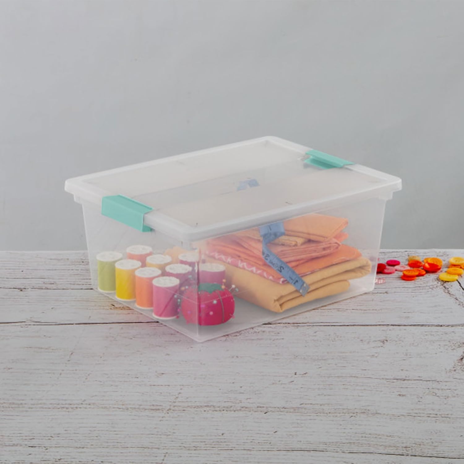 Buy now Sterilite 4-Pack Clip Box, Stackable Clear Plastic Bins with Latching Lids, Deep - Writing, Arts or Crafts Supplies Storage Containers for Home, Office, Classroom and Workshop Organization at indiglob india