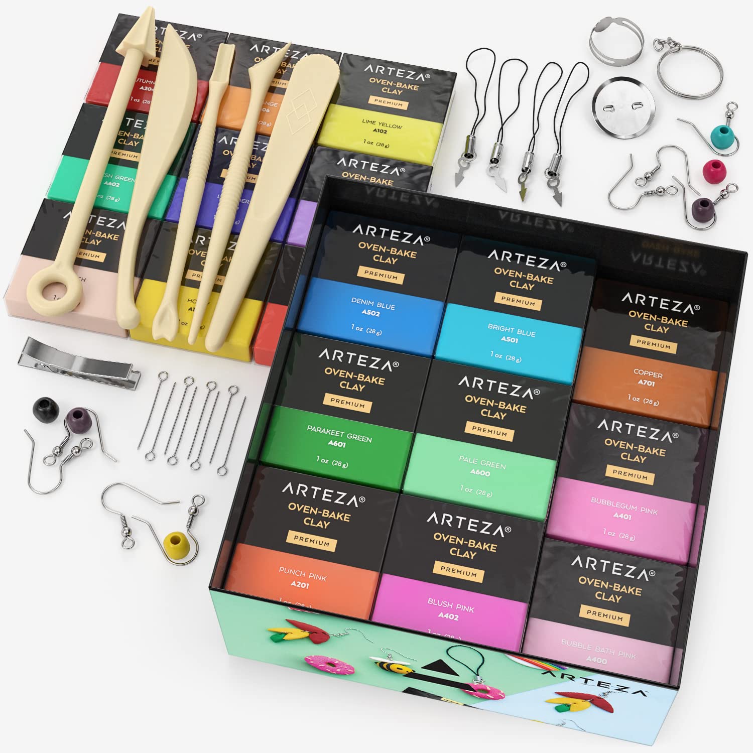 Buy now ARTEZA Polymer Clay Kit, 42 Colors with 5 Tools – Oven-Bake Modeling Clay for Jewelry Making, DIY Crafts, Sculpting & Creative Projects at indiglob india