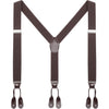 AWAYTR Mens Brown Button End Suspenders - Adjustable Elastic Y Shape Tuxedo Suspender - Coffee