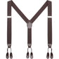AWAYTR Mens Brown Button End Suspenders - Adjustable Elastic Y Shape Tuxedo Suspender