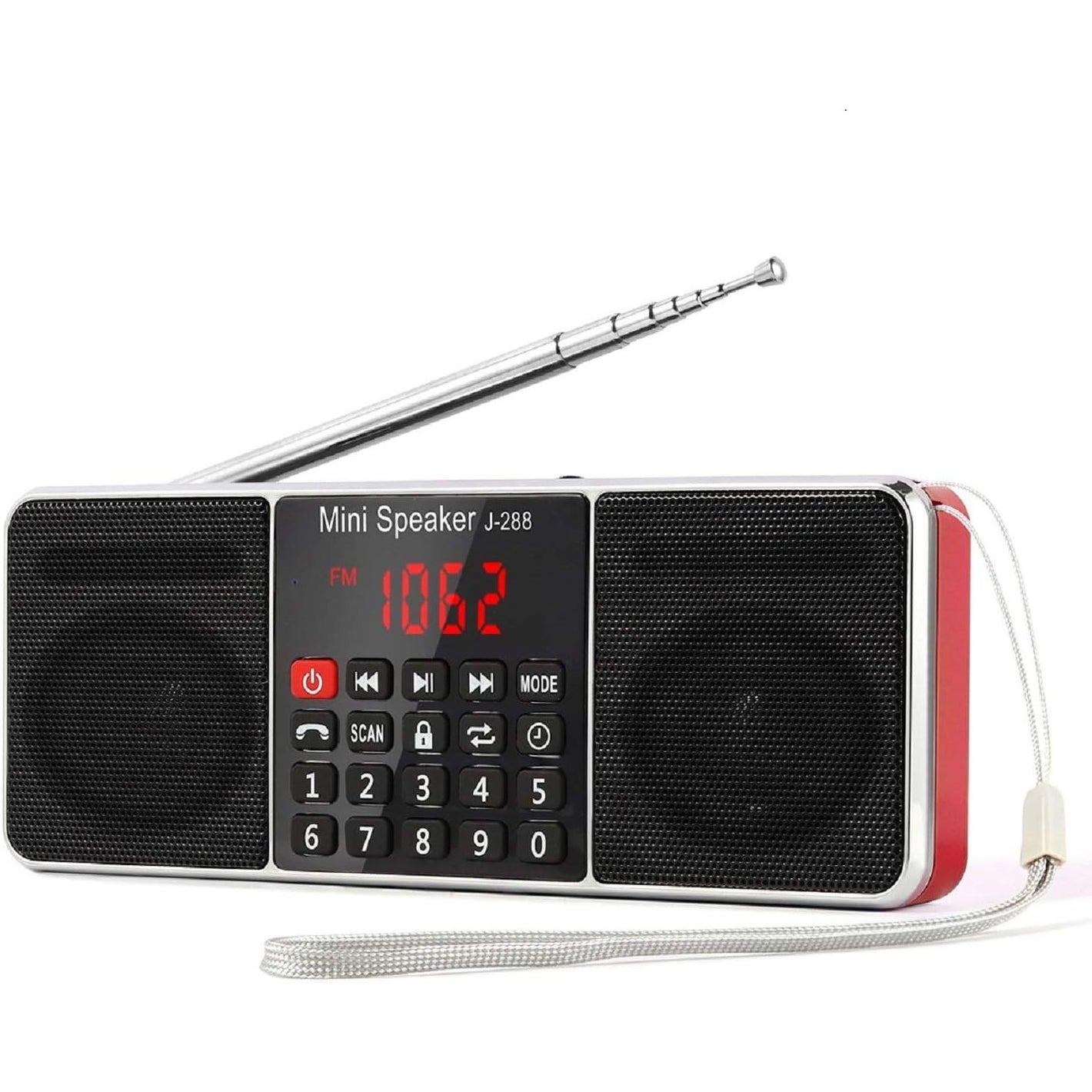 PRUNUS J-288 Portable Radio AM FM Radio with Bluetooth Speaker, Sleep Timer, Power-Saving Display, Ultra-Long Antenna, AUX Input & USB Disk & TF Card MP3 Player, NO Manual Preset