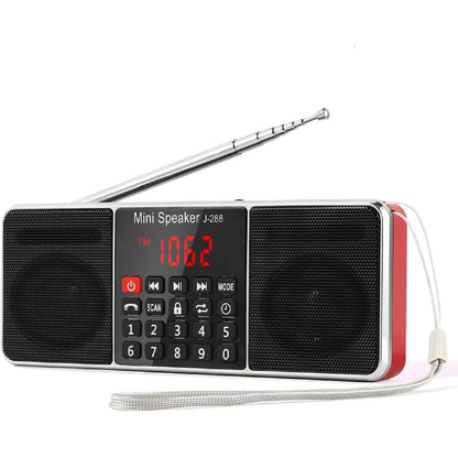 PRUNUS J-288 Portable Radio AM FM Radio with Bluetooth Speaker, Sleep Timer, Power-Saving Display, Ultra-Long Antenna, AUX Input & USB Disk & TF Card MP3 Player, NO Manual Preset