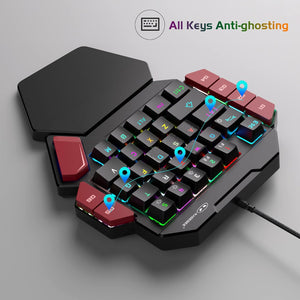 Buy now MageGee One Handed Professional Gaming Keyboard, RGB Backlit 35 Keys Mini Wired Mechanical Keyboard with Blue Switch for PC Gamer, Support 6 Macro Keys - Black/Red at indiglob india