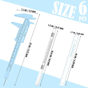 Teling 6 Pieces Eyebrow Tools Eyebrow Measuring Ruler Microblading White Marker Pen with Paper Ruler Skin Marker Permanent Makeup Position Mark Tools for Lips Skin