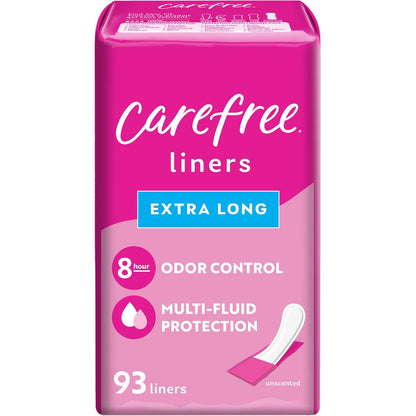 Carefree Acti-Fresh Body Shape Pantiliners Extra Long Unscented - 93 Count, Packaging may vary
