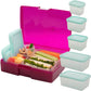 BentologyTM Clear Bento Lunch Box Set w 5 Removable Nesting Containers- Adapt Inner Compartment Portion Sizes- Meal Prep Snack Holders for Back to School, Leakproof Durable & BPA Free- Dishwasher Safe
