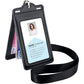 Badge Holder with 2 Lanyard Leather Easily Holds 1 to 6 Cards, Trifold Heavy Duty ID Card Holder, for Nurse Teacher School Medical Law Enforcement