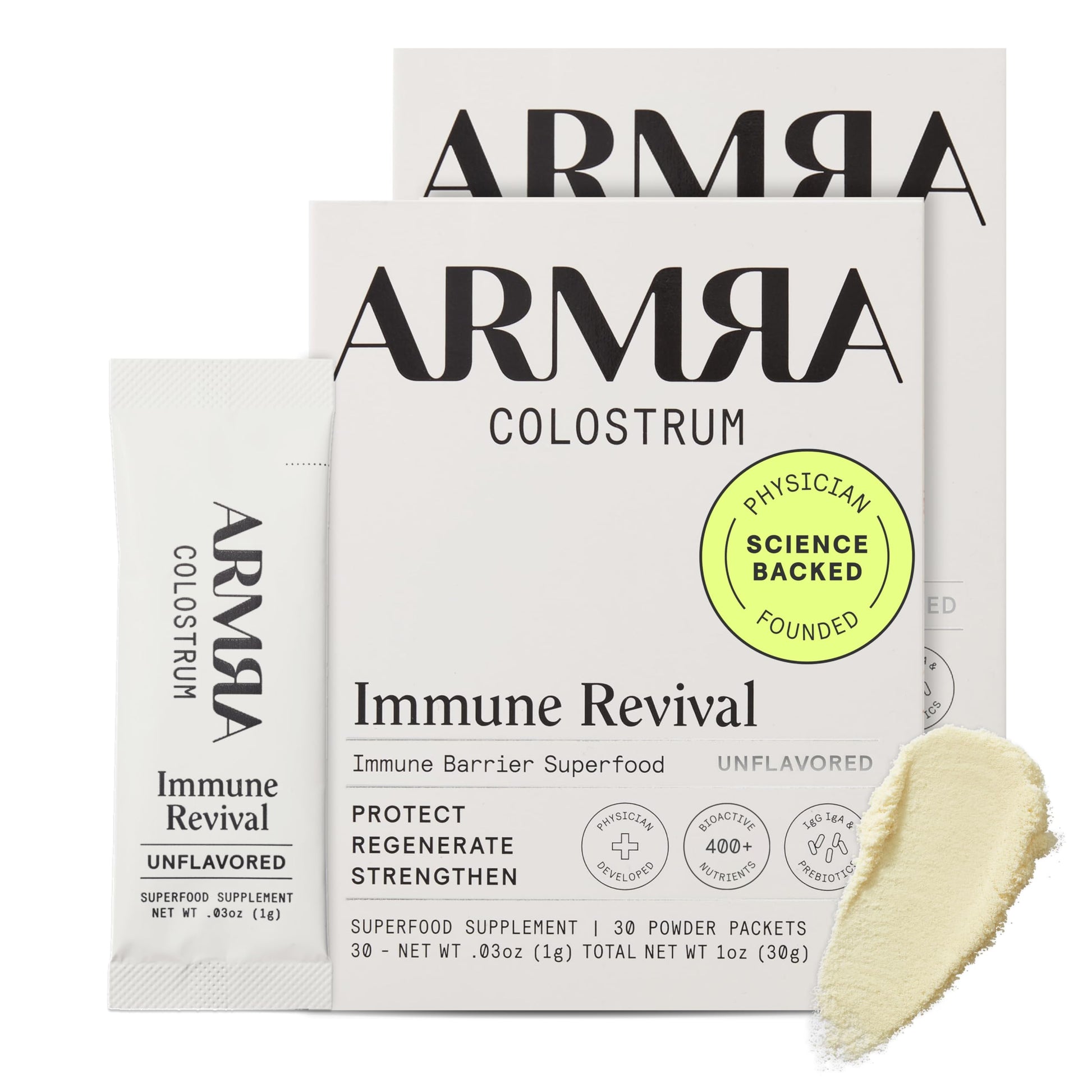 Buy now ARMRA Colostrum Powder | Unflavored | Gut Health & Bloating | Skin & Hair | Immunity | Keto, Gluten & Fat-Free | 30 Servings at indiglob india