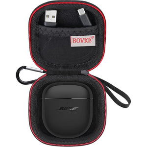 BOVKE Carrying Case for Bose QuietComfort II, QC 2, Ultra, and Open Earbuds Wireless Headphones - Pocket for Cables and Eartips, Black+Black (Case Only)