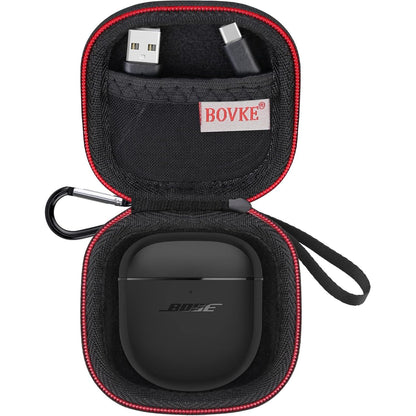 BOVKE Carrying Case for Bose QuietComfort II, QC 2, Ultra, and Open Earbuds Wireless Headphones - Pocket for Cables and Eartips, Black+Black (Case Only)