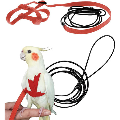CIEOVO Bird Harness, Adjustable Parrot Nylon Leash with Anti-bite Design for Outdoor Activities Training, Suitable for Eastern Bluebonnet Parrot, Cockatoo, Parakeet, Doves 6.2ft (S)