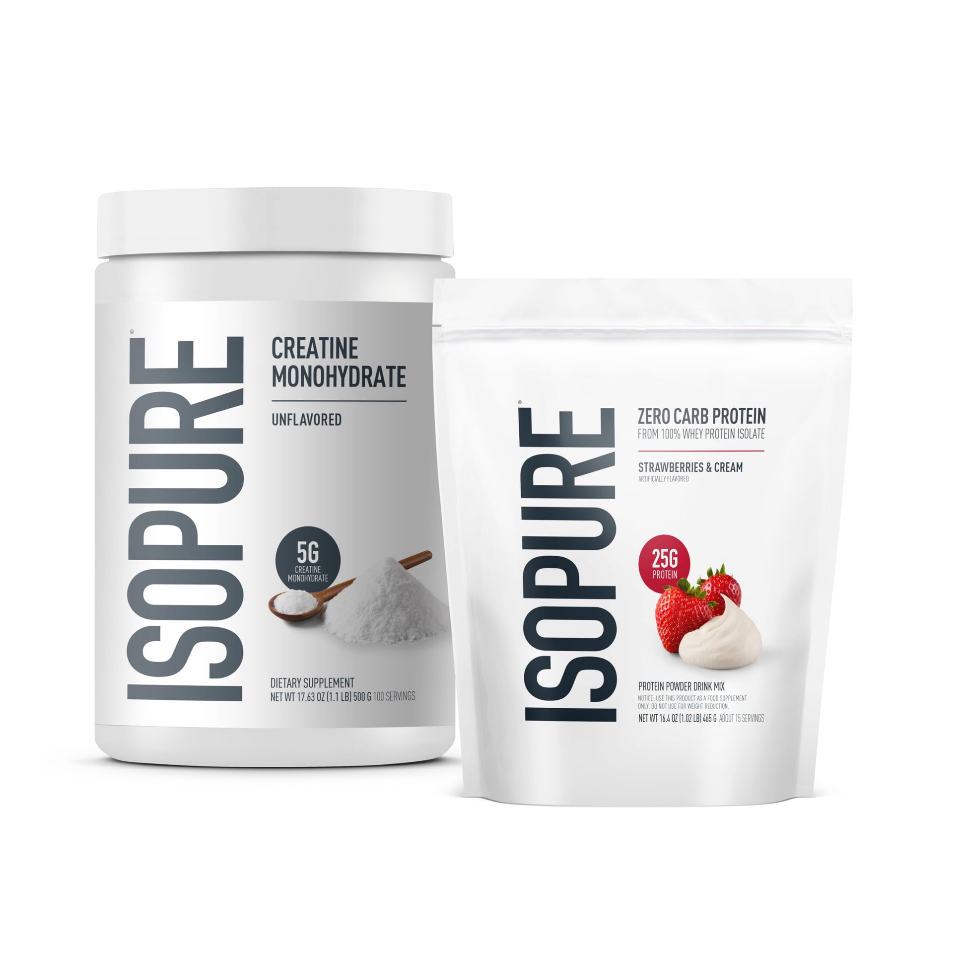 Buy now Isopure Zero Carb 100% Pure Whey Isolate Protein Powder, Lactose Free, Gluten Free, with Vitamins, Creamy Vanilla, 25g Protein Per Serving, 1 Lb, 15 Servings (Packaging May Vary) Strawberries & Cream 1 Pound & Creatine (Bundle) at indiglob india