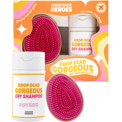 Handmade Heroes Non Aerosol Dry Shampoo Powder 1.8oz 100% Natural & Vegan Volumizing Powder For Dark Hair & Brunette Hair