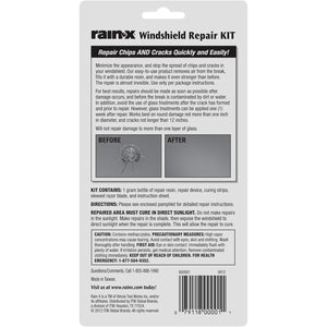 Rain-X 600001 Windshield Repair Kit - Quick and Easy Durable Resin Based Windshield Repair Kit for Chips and Cracks, Good for Round Damage Below 1" in Diameter and Cracks Smaller Than 12" in Length