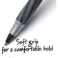BIC Round Stic Grip Xtra-Comfort Ballpoint Pens, Medium Point, 1.2 mm, Gray Barrel, Black Ink, Pack Of 12 Pens
