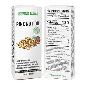 Buy now Siberian Pine Nut Oil | 100% Natural Extra Virgin Cold Pressed 100 ml / 3.4 fl oz | Unrefined Raw No-GMO Vegan | Exclusive Healthy Diet Food Grade at indiglob india