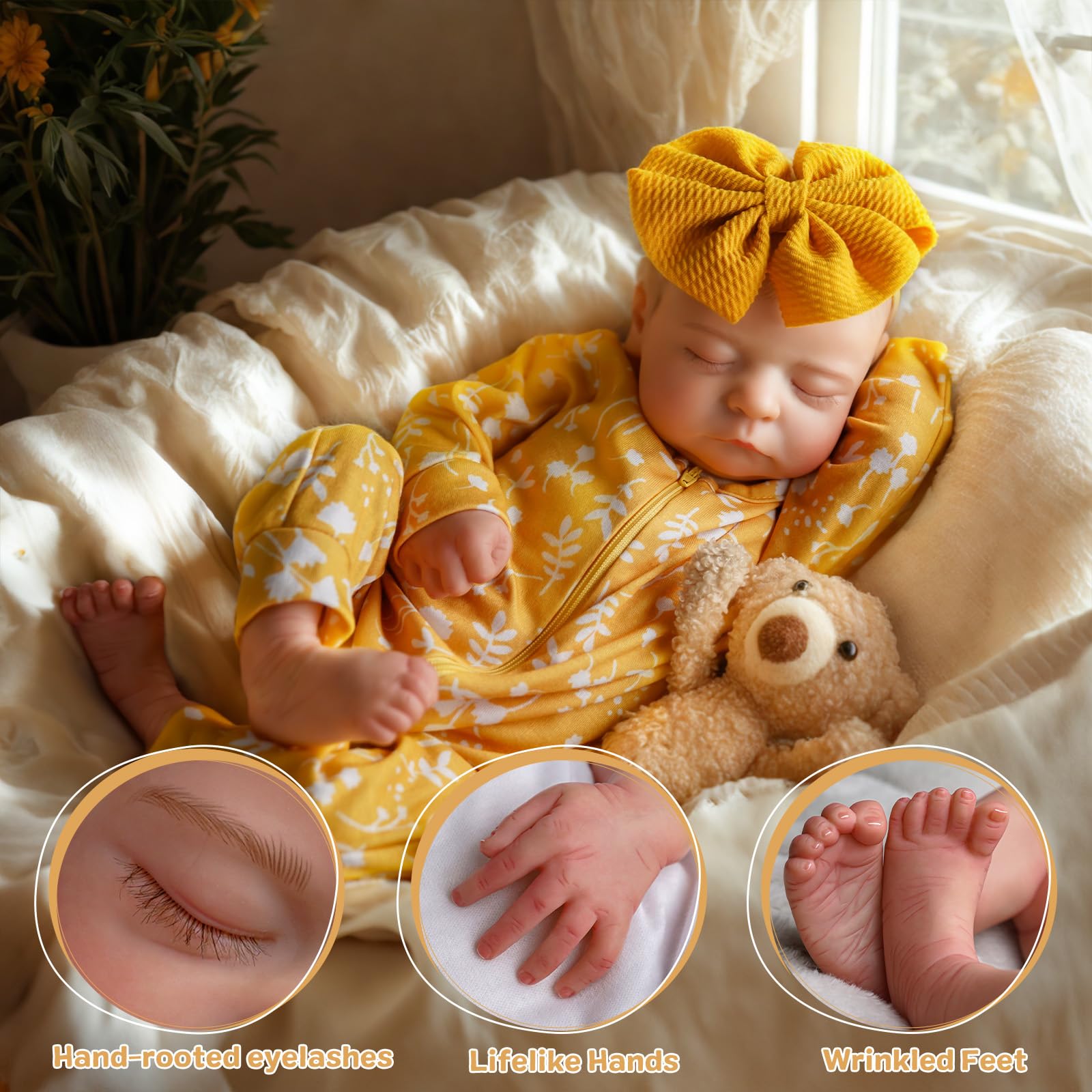 Buy now ADFO Lifelike Reborn Baby Dolls, 20 inch Realistic Newborn Real Life Baby Girl Dolls Soft Full Body Vinyl Girl Baby Dolls with Clothes and Toy Gift for Kids Age 3+ at indiglob india
