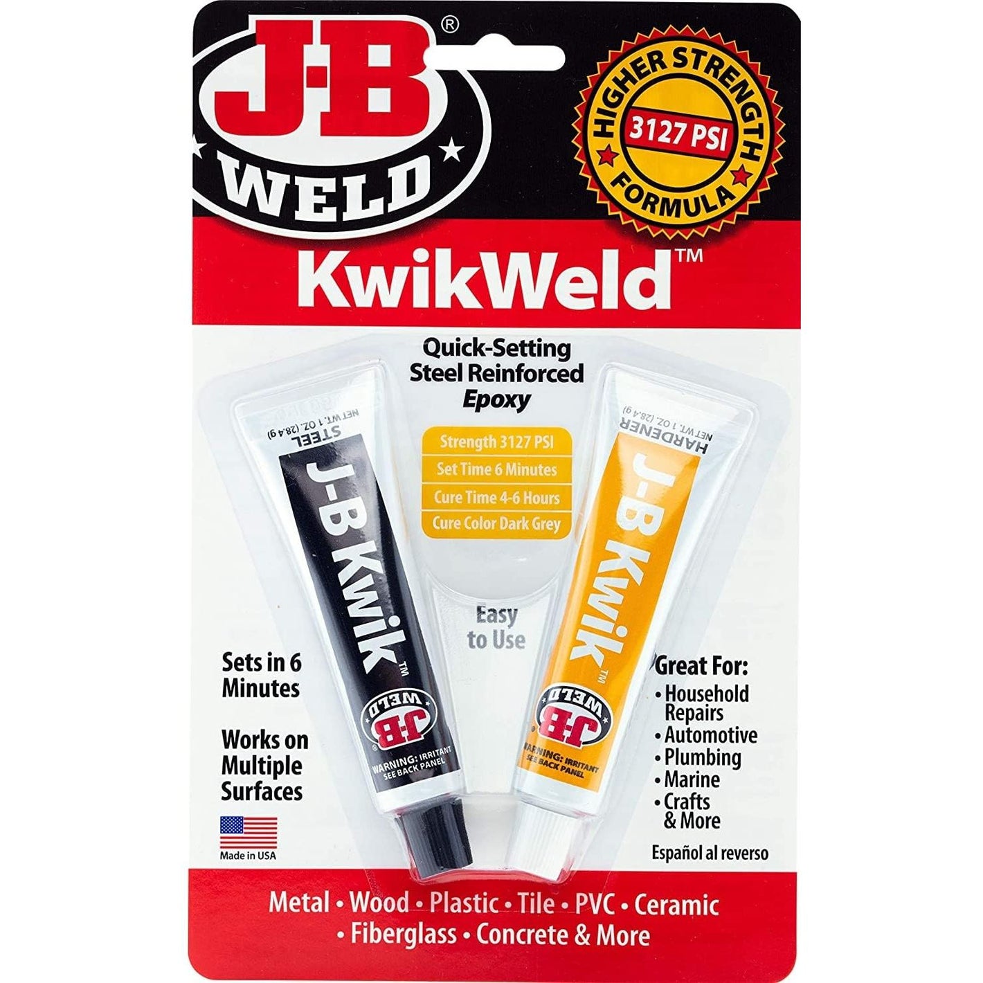 J-B Weld 8276 KwikWeld Quick Setting Steel Reinforced Epoxy - Dark Grey 2 oz