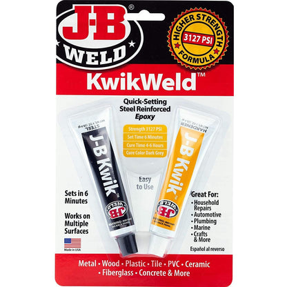 J-B Weld 8276 KwikWeld Quick Setting Steel Reinforced Epoxy - Dark Grey 2 oz