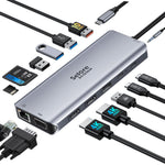 Buy now USB C Docking Station Dual Monitor,USB C Dual Monitor 2 HDMI Adapter,Triple Display 4K HDMI&VGA,10Gbps Data Transfer,14 in 1-3USB3.0&2USB2.0,Gigabit Ethernet,100W PD,SD/TF Card Reader,3.5mm Audio at indiglob india