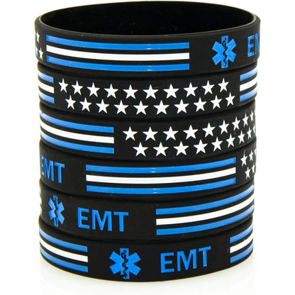 American Flag Rubber Bracelets Silicone Wristbands for Department,Officers,Veterans,American Patriots, Army fans Sport Fans Wearing and Special Gifts for Independence day,Parties,Events