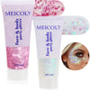 MEICOLY Pink and Clear White Face Body Glitter Set,Pink Face Glitter Gel,Singer Concerts Festival Rave Accessories,Glitter Face Paint for Women Kids,Mermaid Glitter Makeup,Body Glitter for Women - white and pink face glitter