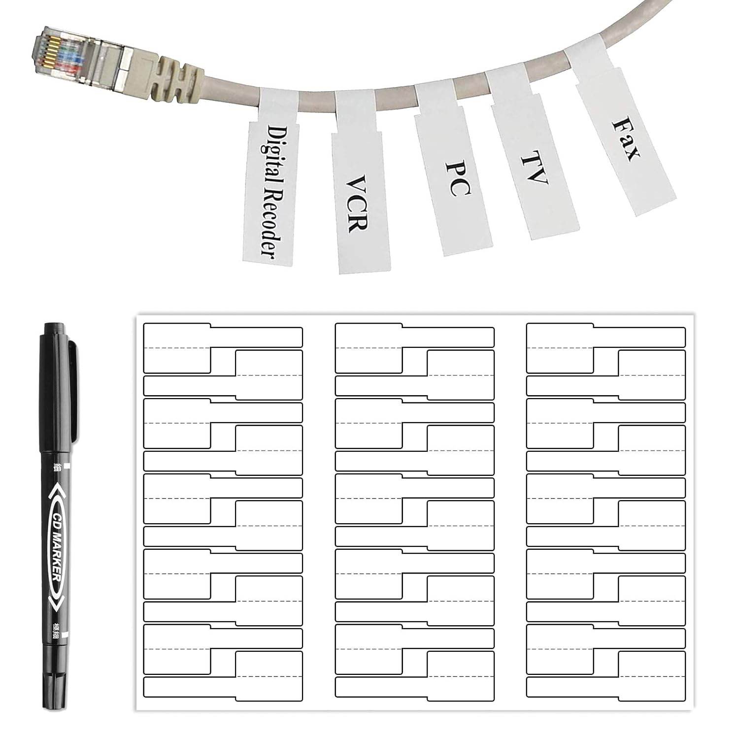 1 Lot de 600 étiquettes autocollantes Pour câble avec marquage, Format A4, 20 feu - My Store