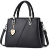 Womens Leather Handbags Purse Top-handle Bags Contrast Color Stitching Totes Satchel Shoulder Bag for Ladies - Pure Black