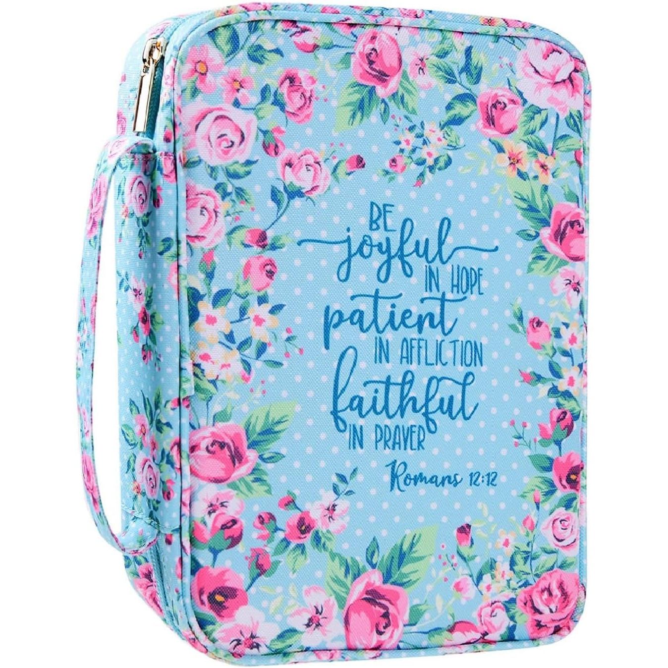 Bible Covers Case for Women Medium Large Bible Carrying Cases Holder 11“x8.5”x2.5" Floral Bible Book Carrier Tote Bags with Pockets Handles Zipper Christian Accessories Gifts