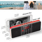 PRUNUS J-288 Portable Radio AM FM Radio with Bluetooth Speaker, Sleep Timer, Power-Saving Display, Ultra-Long Antenna, AUX Input & USB Disk & TF Card MP3 Player, NO Manual Preset