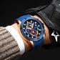 MF MINI FOCUS Men Watch, Chronograph Waterproof Sport Analog Quartz Watches Blue Silicon Strap Fashion Wristwatch for Men