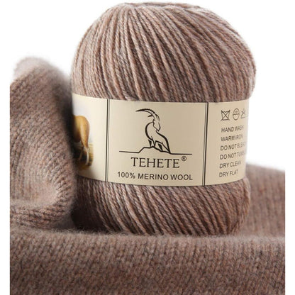 TEHETE 100% Merino Wool Yarn for Knitting 3-Ply Luxury Warm Soft Lightweight Crochet Yarn (Black)