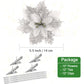 Pack of 12 Silver 5 Inch Glitter Flower Shape Christmas Hanging Ornaments Party Decorating Supplies