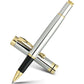 BEILUNER Ballpoint Pens, Stunning Black Chrome Metal Pen with Golden Trim, Best Ball Pen Gift Set for Men & Women, Professional, Executive, Office, Nice Pens-Gift Box with 0.5mm Black Extra Refill