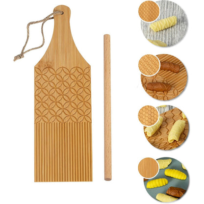 Combo Garganelli Board and Gnocchi Stripper Spaghetti Macaroni Pasta Board Bamboo Rolling Cavatelli Pasta Maker Gnocchi Roller Kitchen Gift Ideas