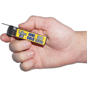 June Gold 120 Pieces, 1.3 mm 2B Lead Refills, 30 Pieces Per Dispenser, Medium Bold Thickness, Break Resistant Lead/Graphite (Pack of 4 Dispensers)