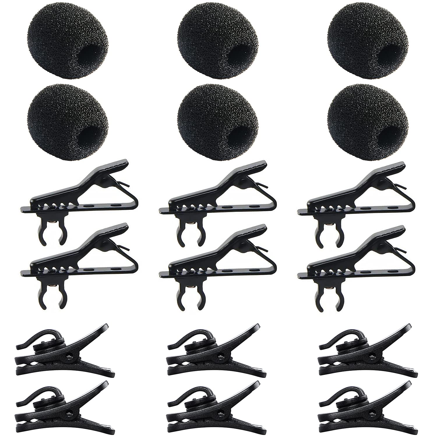 Buy now AUGSUN 18Pcs Lapel Microphone Clips Replacement Kit, 6Pcs Lavalier Mic Clips Metal Tie Clips Lavalier Microphone Clips, 6Pcs Windscreen Foam Cover and 6Pcs Plastic Wire Clips at indiglob india