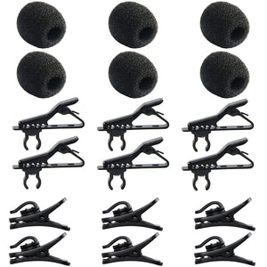 Buy now AUGSUN 18Pcs Lapel Microphone Clips Replacement Kit, 6Pcs Lavalier Mic Clips Metal Tie Clips Lavalier Microphone Clips, 6Pcs Windscreen Foam Cover and 6Pcs Plastic Wire Clips at indiglob india
