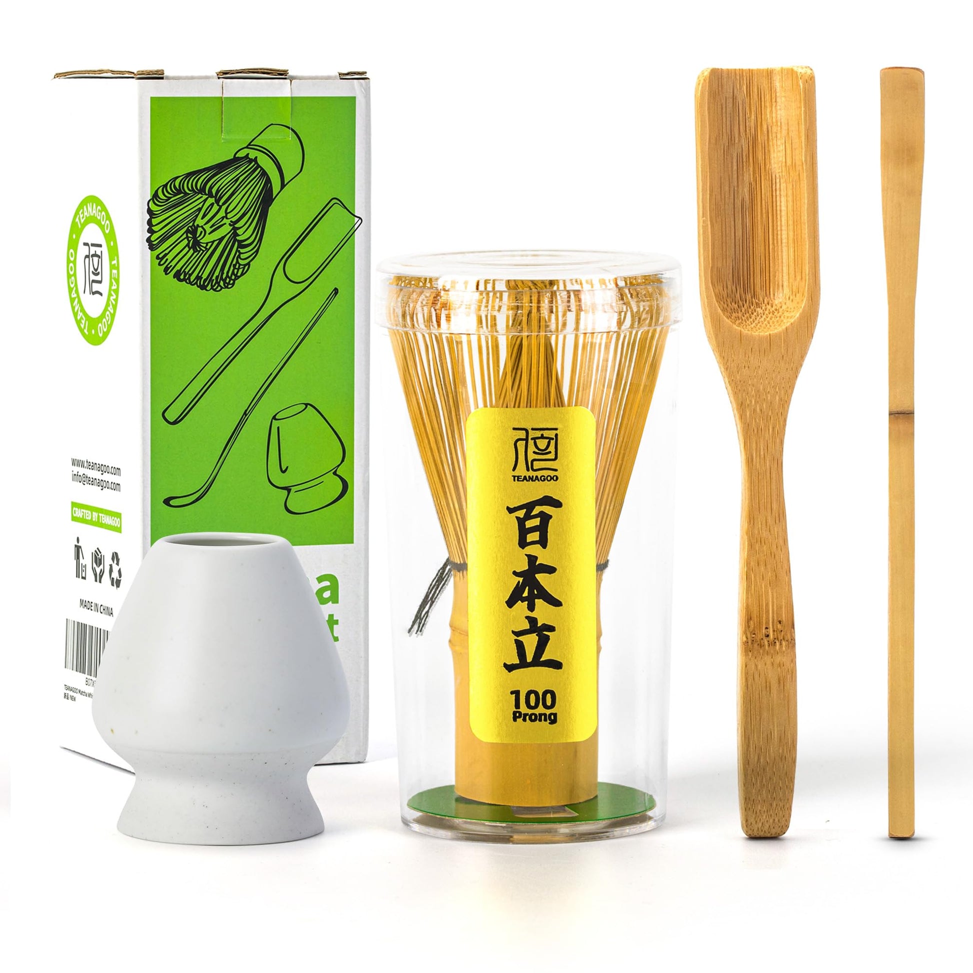 Buy now TEANAGOO MA-01 Japanese Matcha Ceremony Accessory, Matcha Whisk (Chasen), Traditional Scoop (Chashaku), Tea Spoon, Whisk Holder, The Perfect Set to Prepare a Traditional Cup of Matcha.… at indiglob india