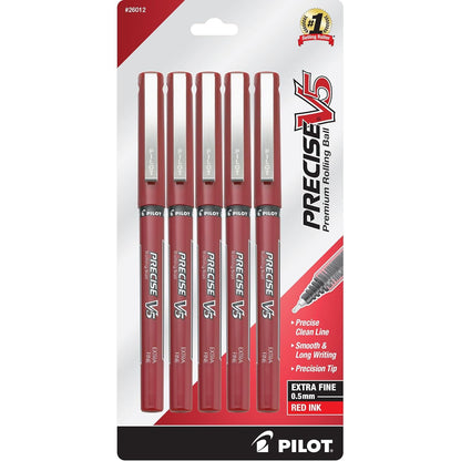 Pilot Precise V5 Rollerball Pens, Extra Fine Point 0.5 mm Blue Pens, Blue, Pack of 5 - Ideal for School, Journaling & Office Writing