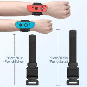 YUANHOT Wrist Bands for Nintendo Switch Just Dance 2025 2024 2023 & Zumba Burn It Up, Adjustable Elastic Straps for Switch & Switch OLED Joy Con Controller, 2 Pack Wristbands for Kid and Adult - Black