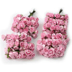 144pc Beautiful Artificial Paper Rose Flower Wedding Card Embellishment, Pink - My Store
