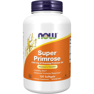 NOW Foods Supplements, Super Primrose 1300 mg with Naturally Occurring GLA (Gamma-Linolenic Acid), 120 Softgels