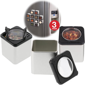 Buy now Set of 3 Magnetic Spice Jars, Shake or Pour Containers Attach to Most Refrigerator Doors & Appliances, Seasoning Dispensers- Easy To Open Window Top Shaker Lids- Kitchen Essential at indiglob india