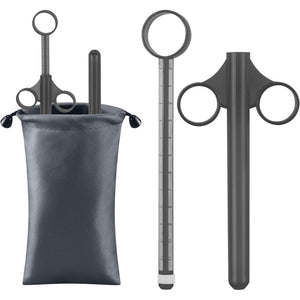 [2Pack+Storage Bag] Lube Applicator Syringe with 10ml Precise Scales, 6.5" Anal Lube Shooter with Air-Proof Silicone Cap Reusable Lubricant Tube Applicator for Women, Men & Couples, Black