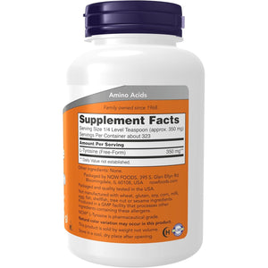 NOW Foods Supplements, L-Tyrosine Powder, Free-Form, Neurotransmitter Support*, Amino Acid, 4-Ounce